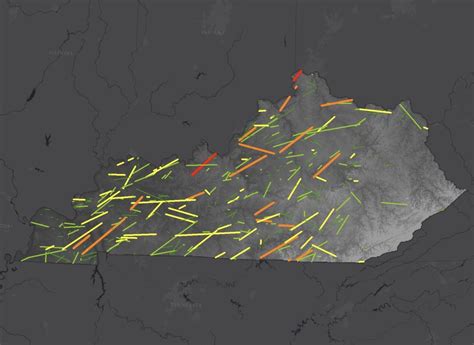 Map : Map of Kentucky tornado tracks since 1950 that I’m working on ...