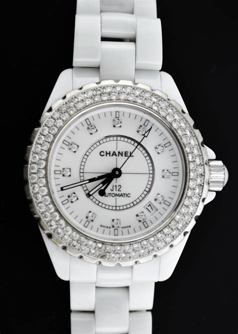 Chanel J12 38mm White Ceramic Diamond Bezel Dial Automatic Watch | eBay