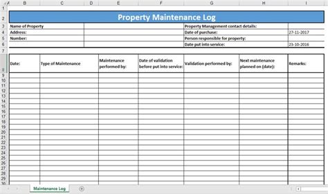 Property Maintenance Log Template | Manage Property Maintenance Easily