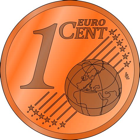 Clipart - one euro cent, colored