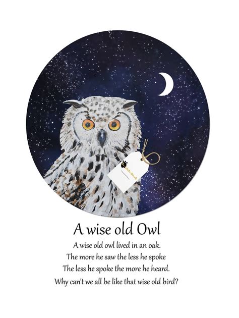 Owl nursery print, A wise old owl, Poem print, Childrens room wall art ...