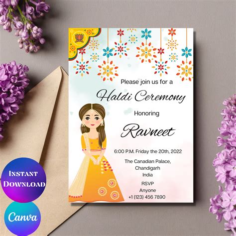 Haldi Invitation Mehndi Invitation Haldi Digital Card Haldi Maiyan Custom Invite Haldi Welcome ...