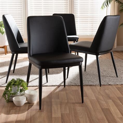 Modern Black Leather Dining Chairs