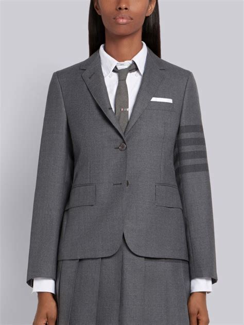 Medium Grey School Uniform Step Twill 4-bar Tailored Classic Blazer | Thom Browne