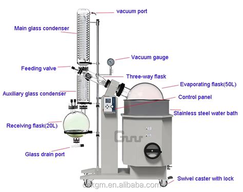 50L PTFE Vacuum Rotary Evaporator R1050, 50L Vacuum Thermal Evaporation ...