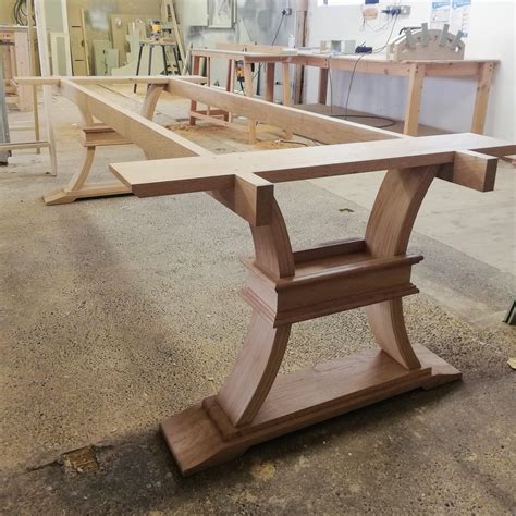 Solid oak dining table base I made, ready for finishing! : r/woodworking