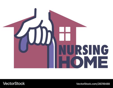 Nursing home logo with hand holding cane and house