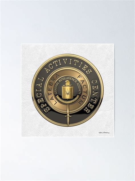 "CIA Special Activities Center - SAC Emblem over White Leather" Poster for Sale by Captain7 ...