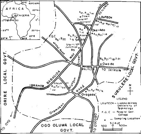 Map of Ogbomoso showing sampling locations. | Download Scientific Diagram