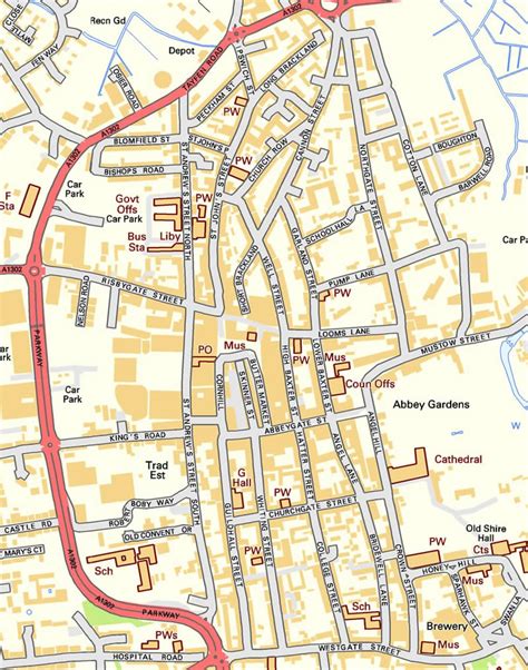 Map Of Bury St Edmunds - Oakland Zoning Map