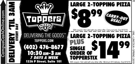 Toppers Pizza - Campus Cash Coupons - A Web Coupon Brought To You By Campus CashA Web Coupon ...