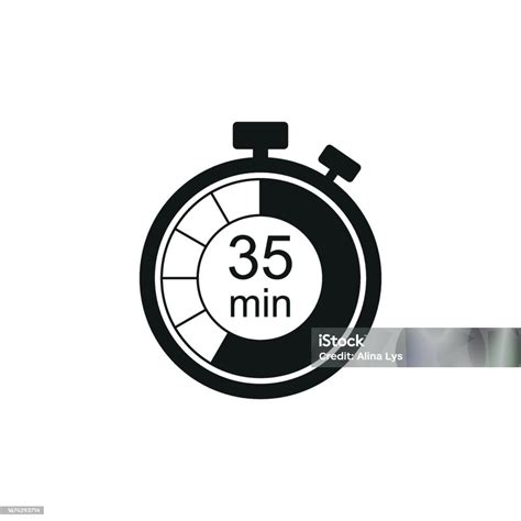 Clock Icon Vector Illustration Timer Sign 35 Min On Isolated Background ...