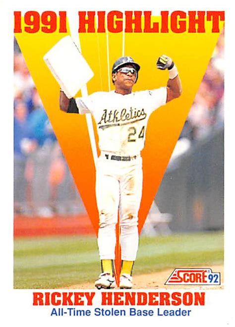 Rickey Henderson baseball card (Oakland Athletics Hall of Fame) 1992 ...