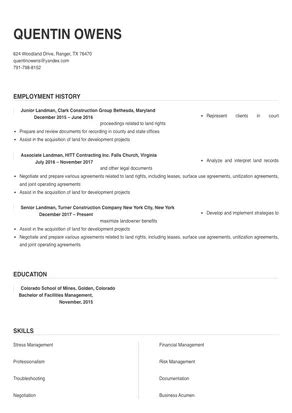 Landman Resume Sample & Tips | Online Resume Builder