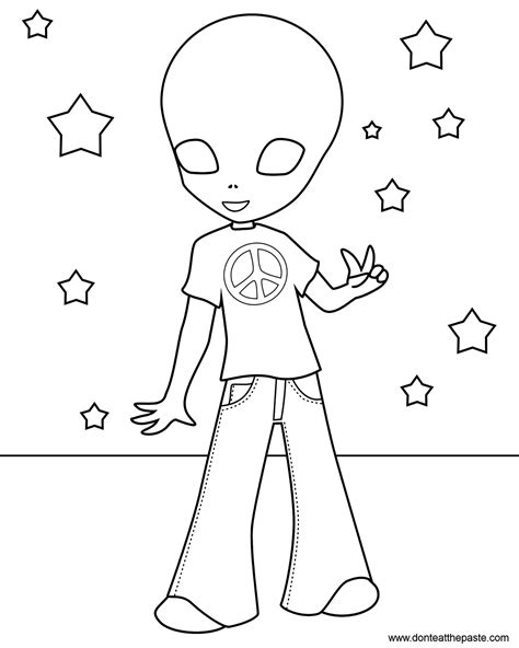 Don't Eat the Paste: Hippie Alien Coloring Page