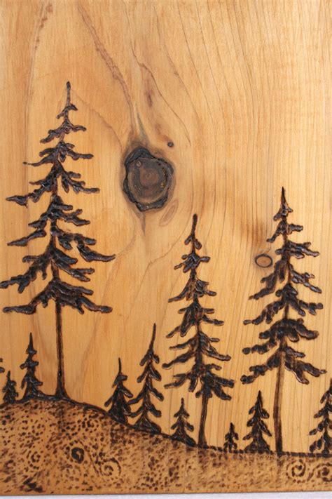 Pine Trees - Art Block - Woodburning | Wood burning art, Pine tree art ...