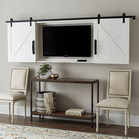 Barn Door TV Wall Cabinet | Ballard Designs | Tv wall cabinets, Living room remodel, Living room tv