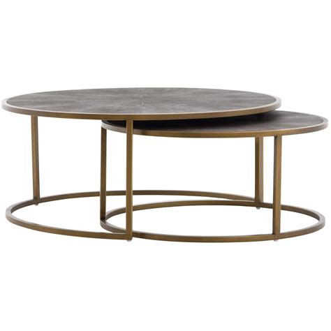 Shagreen Nesting Coffee Table, Brass | Nesting coffee tables, Coffee table, Round nesting coffee ...