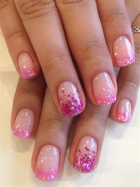 Pink glitter French tips | Nails | Pinterest | Pink glitter