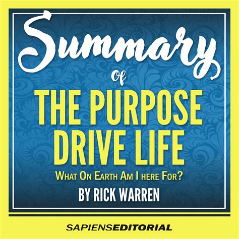 Summary Of 'The Purpose Driven Life: What On Earth Am I Here For? - By Rick Warren' - Audiobook ...