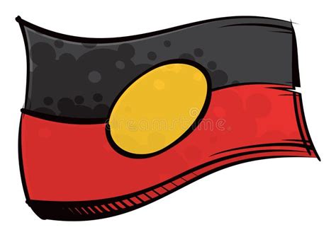 Painted Aboriginal Flag Waving in Wind Stock Vector - Illustration of ...