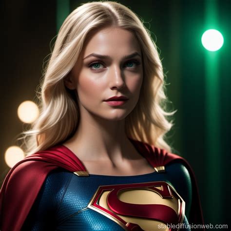 Bruised Supergirl in Dark Green-Lit Room | Stable Diffusion Online