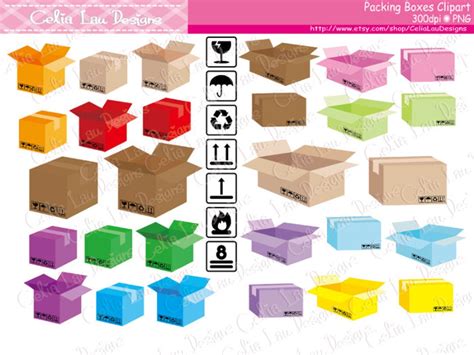 Shipping Boxes Digital Clipart, Packing Boxes Clip Art CG189 - Etsy