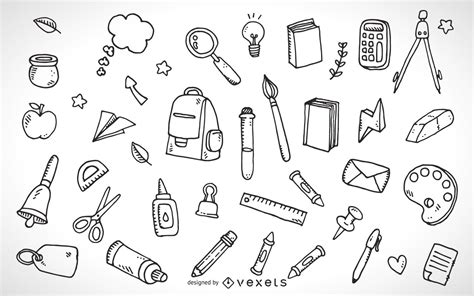 Outline School Supplies Clipart Black And White - Rectangle Circle