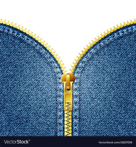 Zipper open on denim texture Royalty Free Vector Image