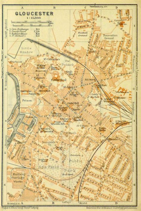 Gloucester England Map, 1927 - Original Art, Antique Maps & Prints