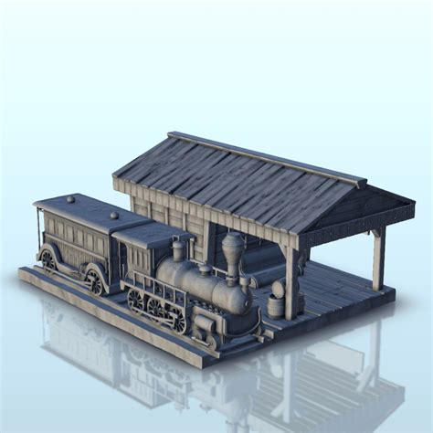 Train station with wagon and locomotive (6) - miniatures fig | 3D models download | Creality Cloud