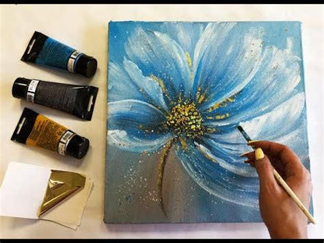 Easy Blue Flower Acrylic Painting - Goimages Net