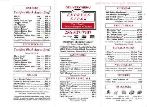 Online Menu of Express Steak Restaurant, Gadsden, Alabama, 35903 - Zmenu