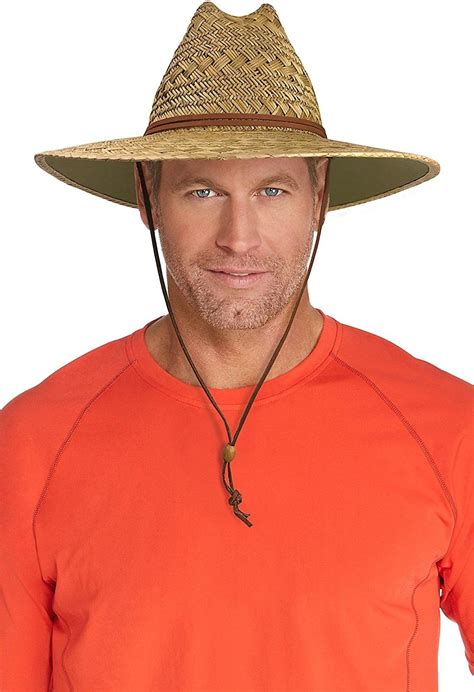 UPF 50+ Men's Straw Beach Hat - Sun Protective - Natural - CP12EGDDU37 ...