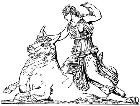 a woman riding on the back of a bull with her arm around it's neck