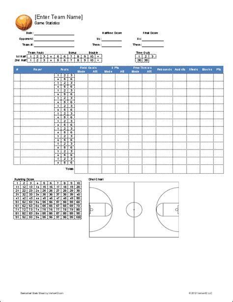 Basketball Stat Sheet - FREE DOWNLOAD - Printable Templates Lab