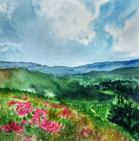 Watercolor Mountains Landscape Print Digital Download - Etsy