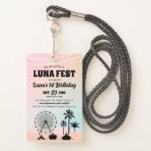 Pastel Music Festival Birthday Invitation Lanyard Badge | Zazzle