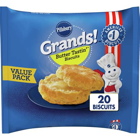 Pillsbury Grands! Butter Tastin' Frozen Biscuits, Value Pack, 20 ct ...