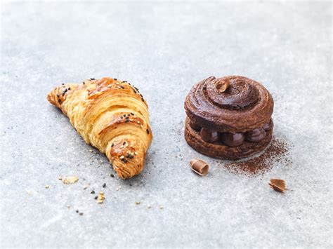 “Grand fermage” butter croissant and chocolate Danish pastry ...