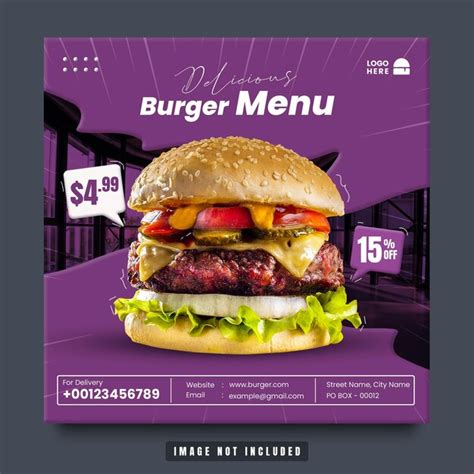 Premium PSD | Delicious burger food menu and restaurant flyer promotion template premium psd