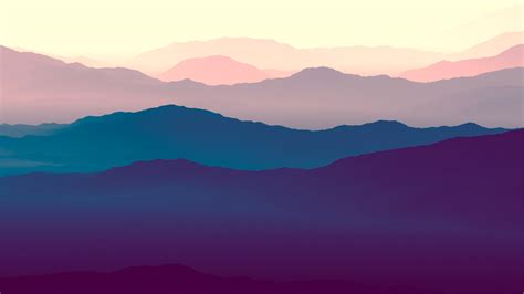 Download wallpaper 3840x2400 mountains, landscape, purple sunset, gradient, horizon 4k wallaper ...