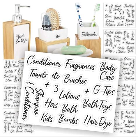 Premify Bathroom Labels, Bathroom Organizing Stickers – Bath Beauty & Makeup Preprinted Sticker ...