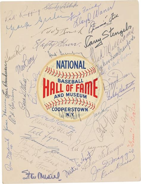 Baseball Hall of Famers Signed Sheet with Jimmie Foxx (PSA)