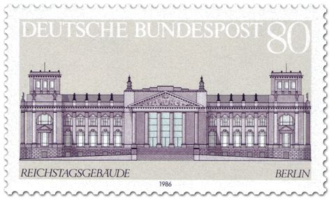 Reichstagsgebäude in Berlin, german stamp 1986