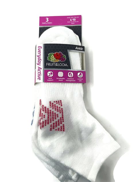 Fruit Of The Loom Womens Everyday Active Ankle Socks 3-Pack - Apparel ...