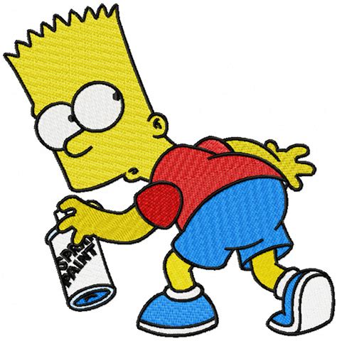 Bart Simpson paint spray logo embroidery design