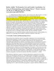 Butler Excerpts.docx - Butler Judith. "Performative Acts and Gender Constitution: An Essay in ...