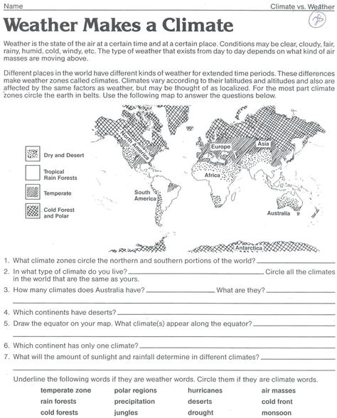 41 Climate Worksheet Answer Key