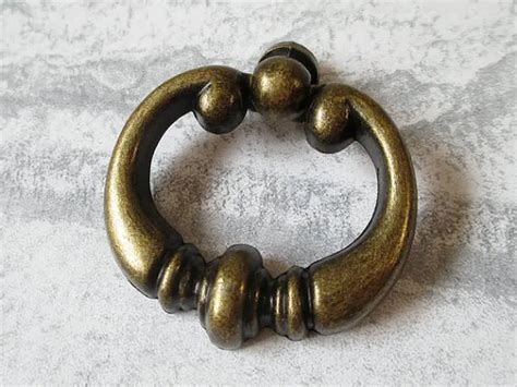 Vintage Style Dresser Pulls / Drawer Pull Handles Metal Drop Ring Pulls / Shabby Chic Cabinet ...